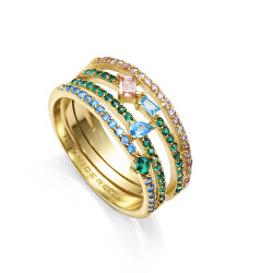 Třpytivý pozlacený prsten pro ženy Elegant 15121A012-39