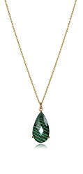 Překrásný pozlacený náhrdelník s malachitem Elegant 15111C100-42 (řetízek, přívěsek)