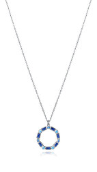 Překrásný stříbrný náhrdelník s modrými zirkony Elegant 9121C000-33