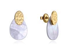 Cercei fermecători placați cu aur cu perle Chic 14079E01012