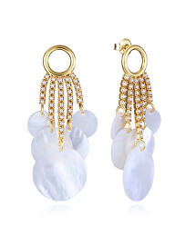 Aranyozott lógó fülbevaló gyöngyökkel Elegant 13192E100-90