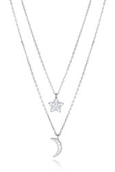 Dvojitý stříbrný náhrdelník Hvězda a Měsíc Trend 13203C000-30