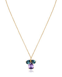 Půvabný pozlacený náhrdelník se zirkony Elegant 13095C100-59 (řetízek, přívěsek)