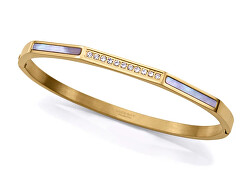 Půvabný pozlacený náramek s perletí a krystaly Chic 14188P01012