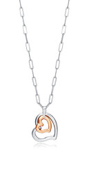 Romantický bicolor náhrdelník z oceli Chic 75291C09019