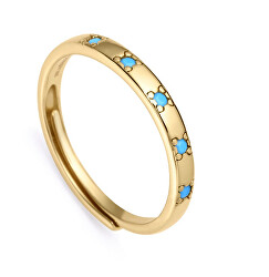 Inel elegant placat cu aur cu zirconii albastre Trend 9119A01