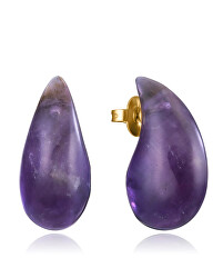 Úchvatné náušnice s ametystem Tear Drop Chic 14198E01019
