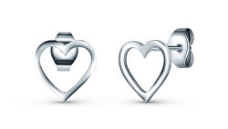 Minimalistische Ohrringe aus Stahl Herzen Vrisan Silver