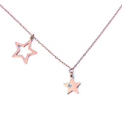 Stylový bronzový náhrdelník s hvězdičkami Rose Gold Big Star