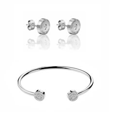 Pôvabná sada oceľových šperkov s kryštálmi VS1058S (náramok, náušnice)