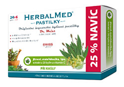 HerbalMed pastilky Dr. Weiss pri kašli 24 pastiliek + 6 pastiliek ZADARMO