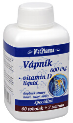 Vápnik 600 mg + vitamín D liquid 60 tob. + 7 tob. ZADARMO
