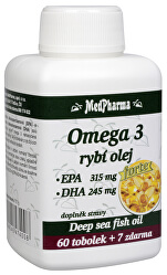 Omega 3 Rybí olej Forte (EPA 315 mg + DHA 245 mg) 60 tob. + 7 tob. ZD ARMA