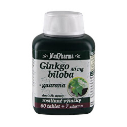 Ginkgo biloba 30 mg + guarana 60 tbl. + 7 tbl. ZDARMA