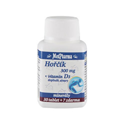 Hořčík 300 mg + vitamín D3 30 tbl. + 7 tbl. ZDARMA