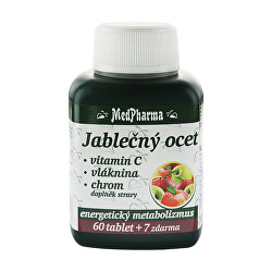 Jablečný ocet + vitamín C + vláknina + chrom 60 tbl. + 7 tbl. ZDARMA