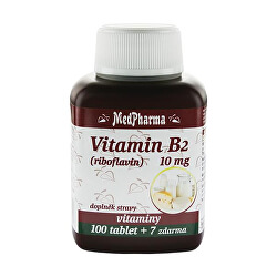 Vitamín B2 (riboflavin) 10 mg 100 tbl. + 7 tbl. ZDARMA