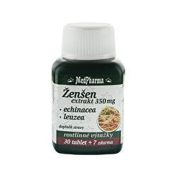 Ženšen 350 mg + echinacea + leuzea 30 tbl. + 7 tbl. ZDARMA