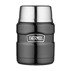 Style Termoska na jídlo se skládácí lžící a šálkem - metalicky šedá 470 ml