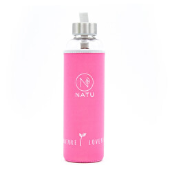 Sklenená fľaša v ružovom termo obale Natu 550 ml