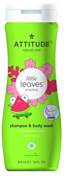 Dětské tělové mýdlo a šampon (2 v 1) Little Leaves s vůní melounu a kokosu 473 ml