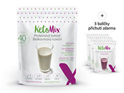 Proteinový koktejl KetoMIX 1200 g (40 porcí) (čokoláda, vanilka a jahoda)