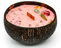 Sviečka v kokose - vôňa Slivka, ruža & pačuli 350 ml