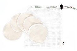 5 sminkeltávolító korong készlet mosható tasakkal - organikus pamut