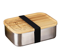 Nerezový lunch box s dreveným vrchnákom