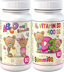 ABCD Multi Gummies 60 pektinových bonbónů + D3 Gummies 60 pektinových bonbónů