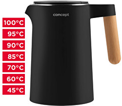 Rychlovarná konvice s termoregulací teploty 1,5 l Salt & Pepper černá RK3301