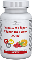 Vitamín C + Šípky, Vitamin D3 + Zinok ACTIV 60 tabliet