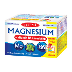 Magnesium + vitamín B6 a medovka 30 kapsúl + DARČEK Vitamin D3 1000 IU 30 kapsúl