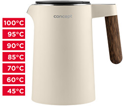 Rychlovarná konvice s termoregulací teploty 1,5 l Vanilková RK3304