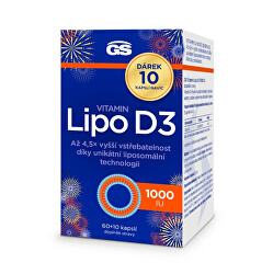 GS Vitamin Lipo D3 1000 IU 60 + 10 kapslí ZDARMA