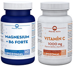 Lipozomal Vitamín C 1000 mg 60 kapslí + Lipozomal Magnesium + B6 forte 60 tobolek