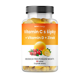 Vitamín C 1200 mg s šípky + Vitamin D + Zinek PREMIUM 90 tablet