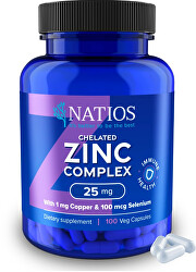 Zinc Chelated Complex - Zinek, selen a měď 25 mg 100 veganských kapslí