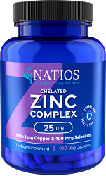 Zinc Chelated Complex - Zinek, selen a měď 25 mg 100 veganských kapslí