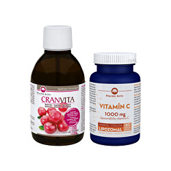 Cranvita D-manosa 250 ml + Lipo Vitamin C 1000 mg 60 kapslí