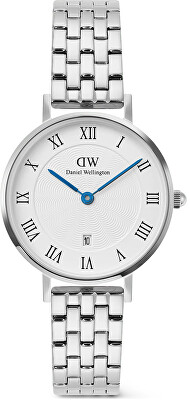 Daniel Wellington - Petite 28 Roman Numerals Date 5-Link White Silver DW00100859