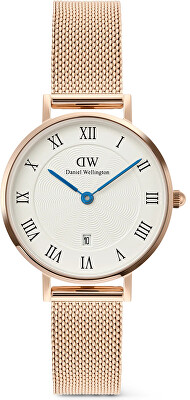 Daniel Wellington - Petite 28 Roman Numerals Date Melrose White Rose Gold DW00100856