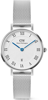 Daniel Wellington - Petite 28 Roman Numerals Date Sterling White Silver DW00100858