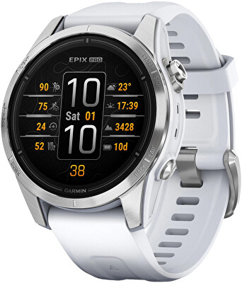 Garmin - epix™ Pro (Gen 2) – Standard Edition | 42 mm  + mapy Topo Czech PRO Silver / Whitestone Band 010-02802-01
