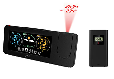 JVD - Rádiem řízená meteostanice s projektorem a budíkem RB3538.1