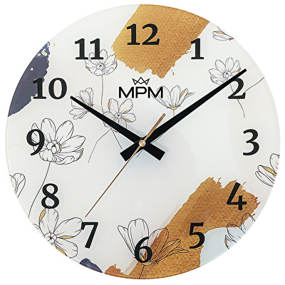 MPM Quality - Nástěnné skleněné hodiny Fiores E09.4377