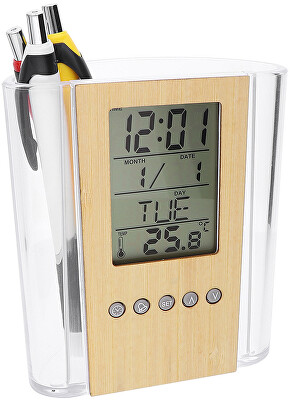 MPM Quality - Digitální budík světle hnědý Femia B06.4304.53