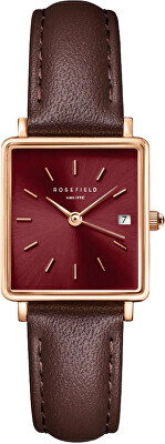 Rosefield - Boxy XS Burgundy Sunray Dark Brown Leather Rose Gold QBBLR-Q56