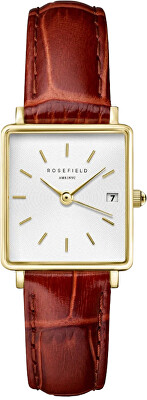 Rosefield - Boxy XS White Medium Brown Leather Gold QWBLG-Q55