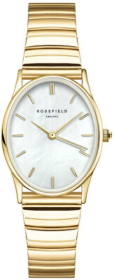 Rosefield - The Oval White MOP Half-Moon Steel Gold OVWGSG-OV16